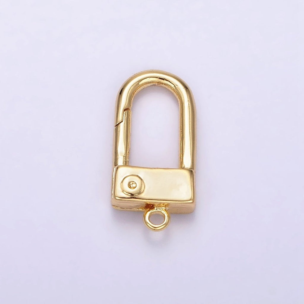 24K Gold plated 15mm Half Oblong Push Spring Gate Jewelry Findings Supply | Z577 - DLUXCA