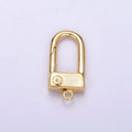 24K Gold plated 15mm Half Oblong Push Spring Gate Jewelry Findings Supply | Z577 - DLUXCA
