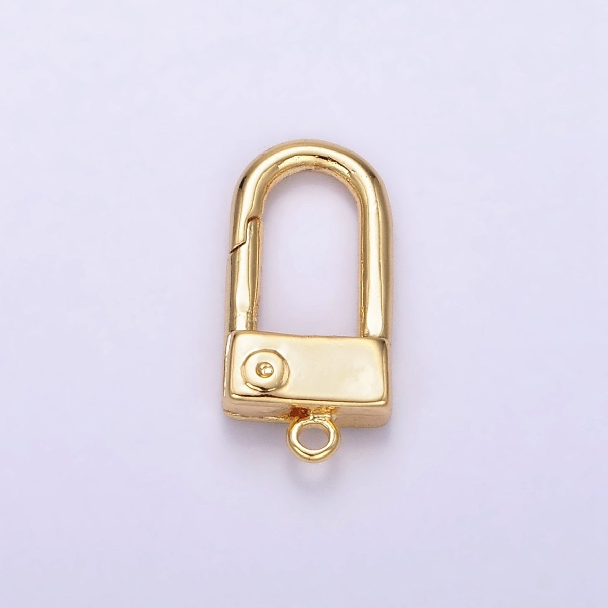 24K Gold plated 15mm Half Oblong Push Spring Gate Jewelry Findings Supply | Z577 - DLUXCA