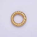 24K Gold plated 15mm Line-Textured Round Push Spring Gate Jewelry Making Supply | Z-436 - DLUXCA