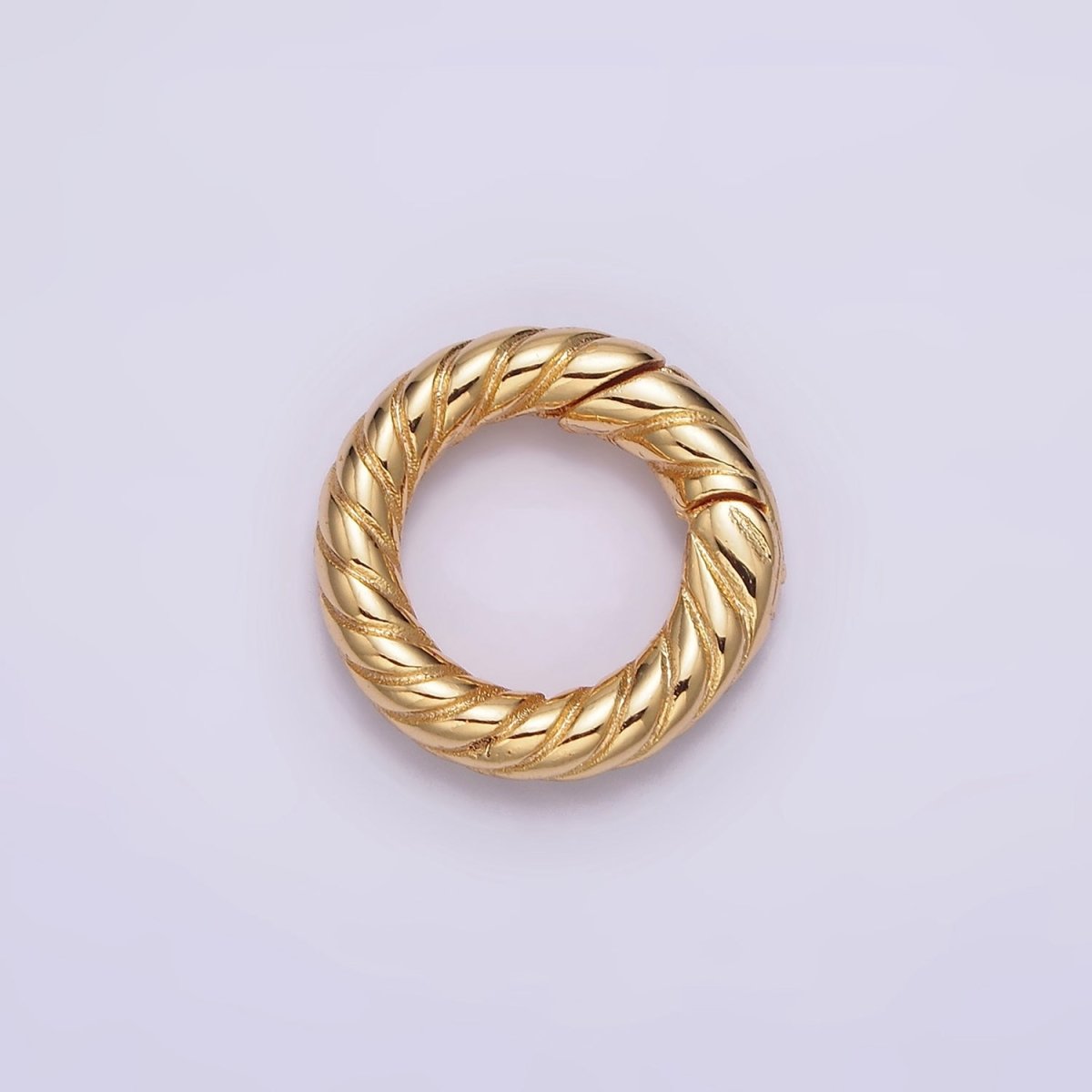 24K Gold plated 15mm Line-Textured Round Push Spring Gate Jewelry Making Supply | Z-436 - DLUXCA