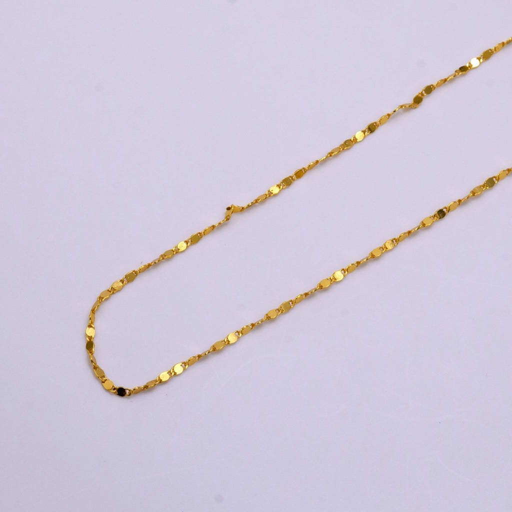 24K Gold plated 1.5mm Mariner Scroll Link Minimalist 24 Inch Layering Necklace | WA-2322 Clearance Pricing - DLUXCA