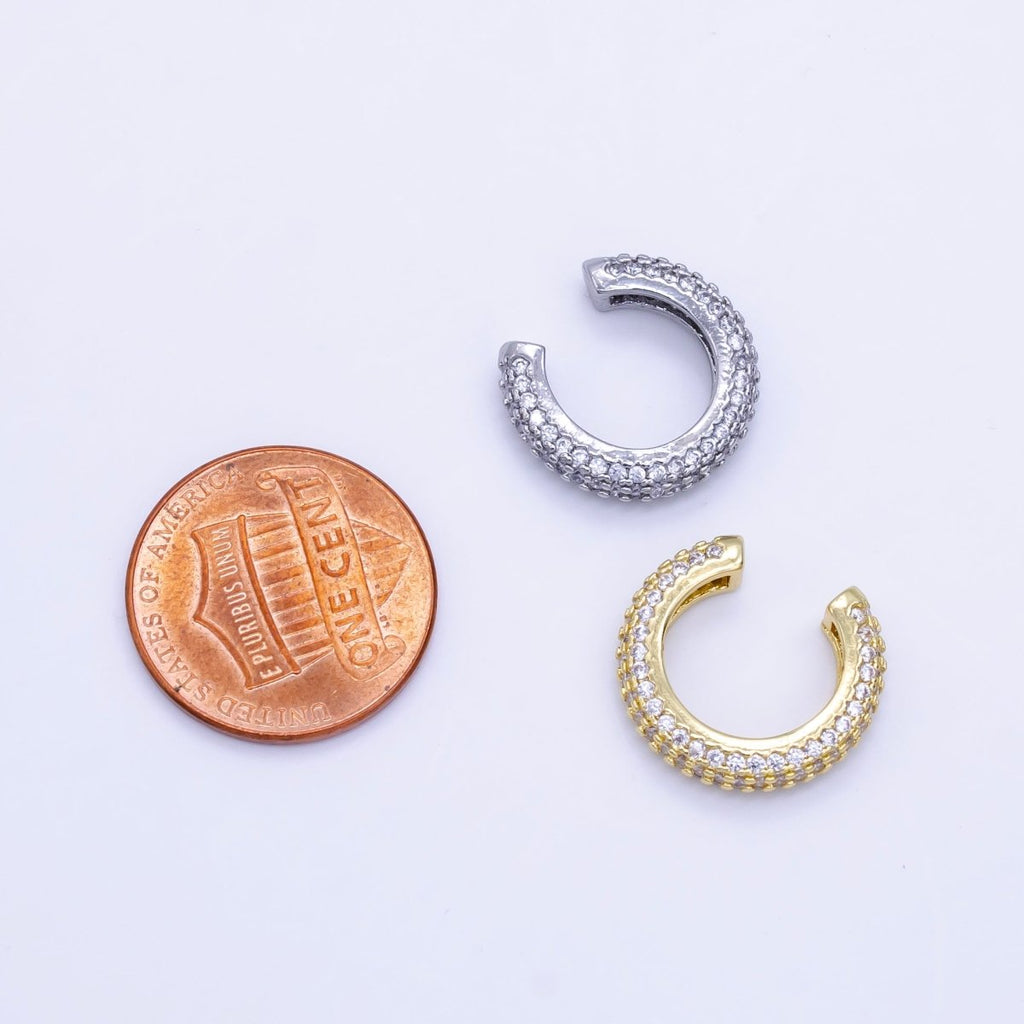 24K Gold plated 15mm Micro Paved CZ Ear Cuff Earring in Gold & Silver | AI169 - DLUXCA