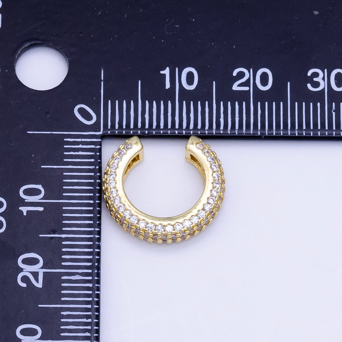 24K Gold plated 15mm Micro Paved CZ Ear Cuff Earring in Gold & Silver | AI169 - DLUXCA