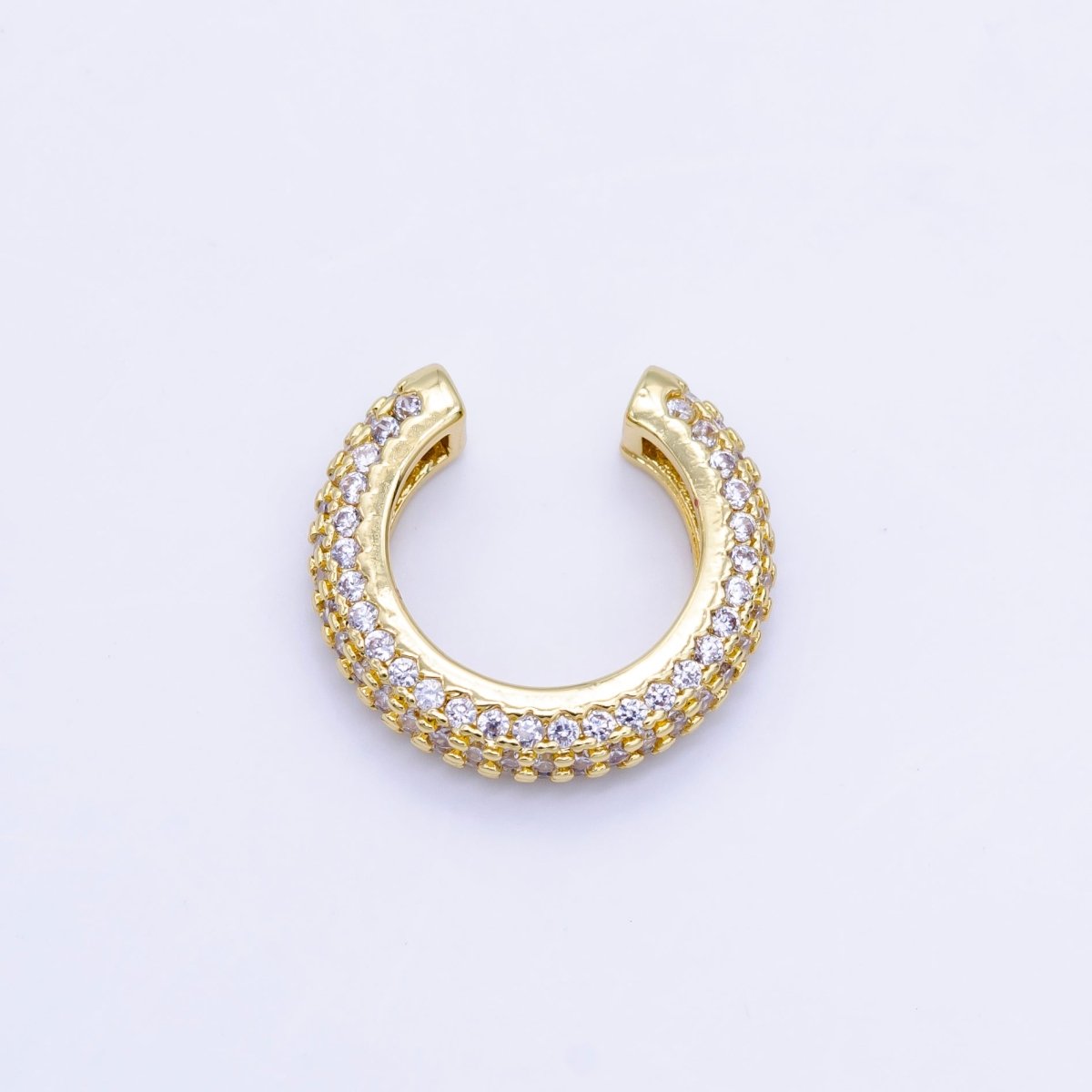24K Gold plated 15mm Micro Paved CZ Ear Cuff Earring in Gold & Silver | AI169 - DLUXCA