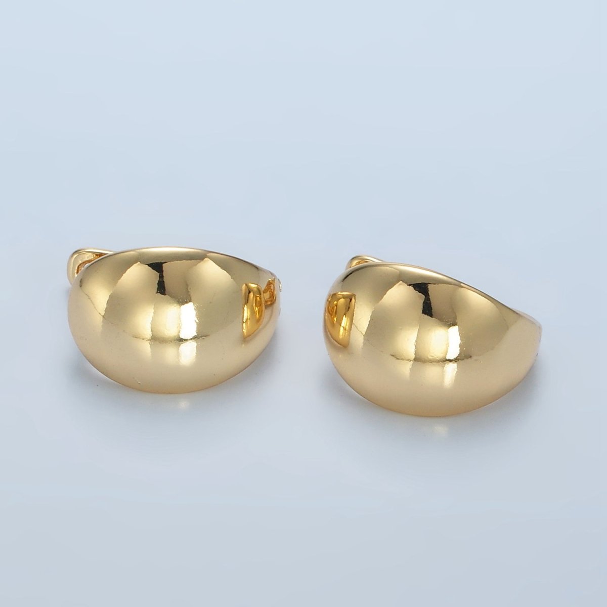 24K Gold plated 15mm Minimalist Dome English Lock Earrings | AD660 - DLUXCA