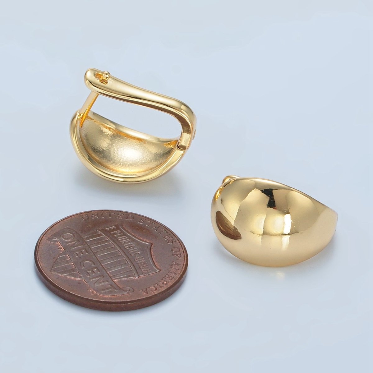 24K Gold plated 15mm Minimalist Dome English Lock Earrings | AD660 - DLUXCA