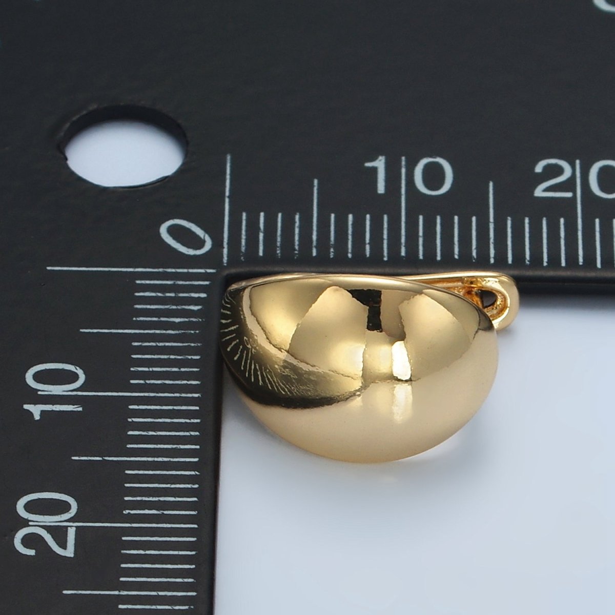 24K Gold plated 15mm Minimalist Dome English Lock Earrings | AD660 - DLUXCA