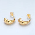 24K Gold plated 15mm Minimalist Dome J - Shaped Hoop Earrings | Q452 - DLUXCA