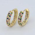 24K Gold plated 15mm Multicolor Micro Paved CZ Huggie Earrings | AB1201 - DLUXCA