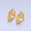 24K Gold plated 15mm Multifaceted Edged Triangle Latch Hoop Earrings | AB670 