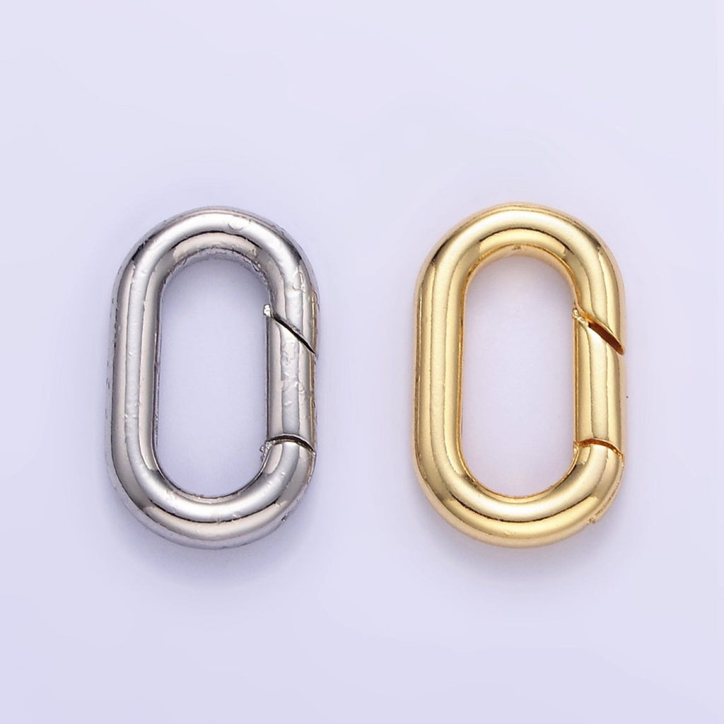 24K Gold plated 15mm Oval Push Gate Enhancer Findings in Gold & Silver | L078 - DLUXCA