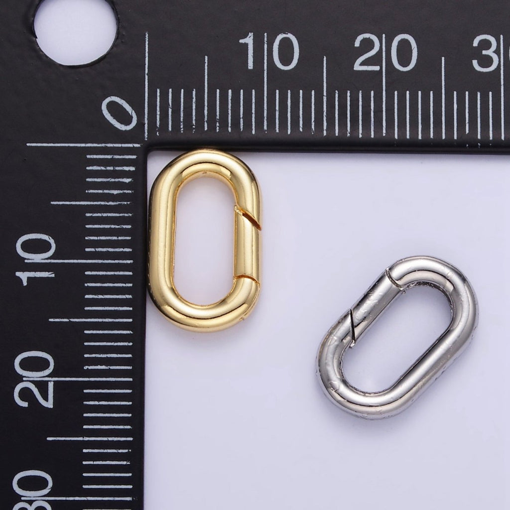 24K Gold plated 15mm Oval Push Gate Enhancer Findings in Gold & Silver | L078 - DLUXCA