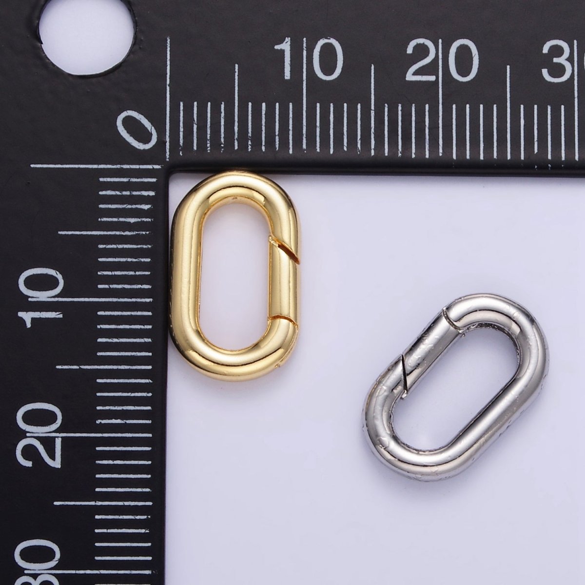 24K Gold plated 15mm Oval Push Gate Enhancer Findings in Gold & Silver | L078 - DLUXCA