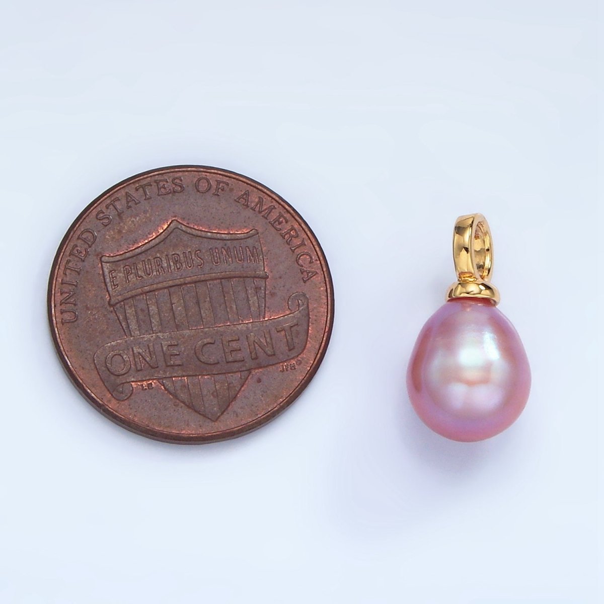 24K Gold plated 15mm Purple Teardrop Freshwater Pearl Drop Pendant | P1876 - DLUXCA