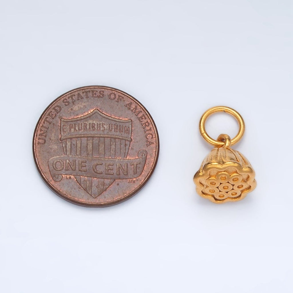 24K Gold plated 15mm Rose Flower Mini Add - On Charm | AG868 - DLUXCA