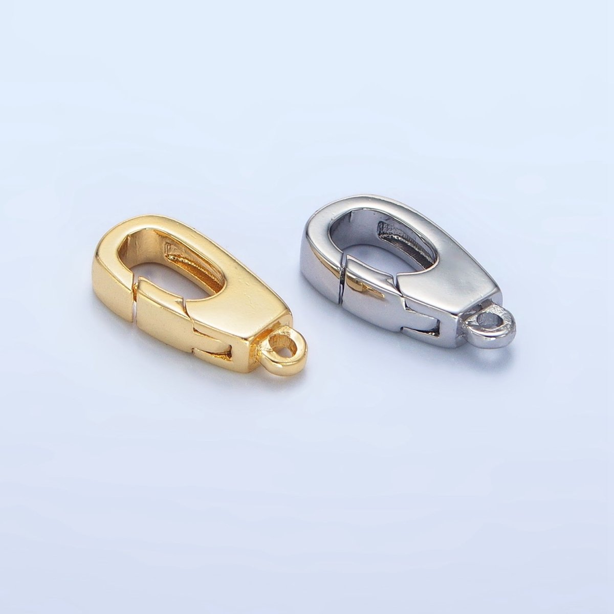 24K Gold plated 15mm Triggerless Push Rectangle Lobster Clasps Closure Findings in Gold & Silver | Z960 - DLUXCA