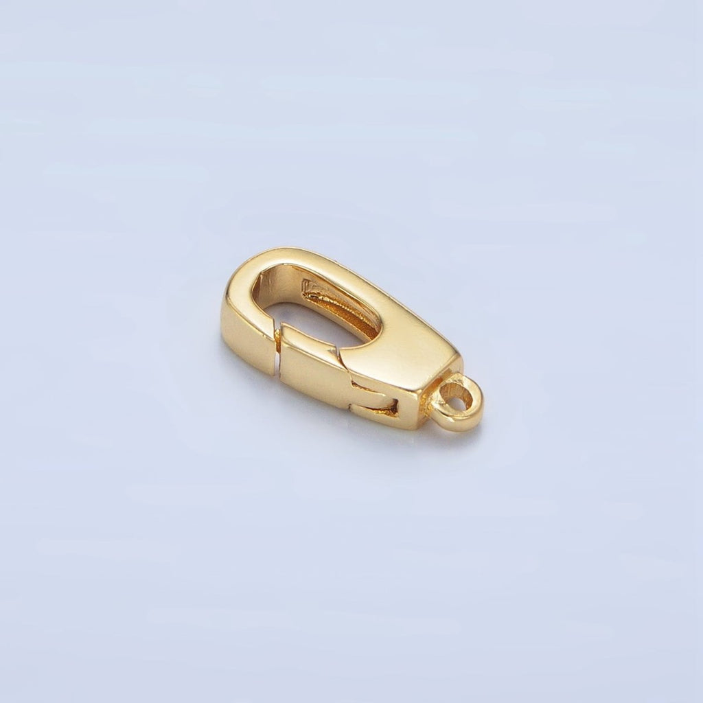 24K Gold plated 15mm Triggerless Push Rectangle Lobster Clasps Closure Findings in Gold & Silver | Z960 - DLUXCA