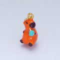24K Gold plated 16mm Glass Capybara with Drinking Cup | X581 - DLUXCA