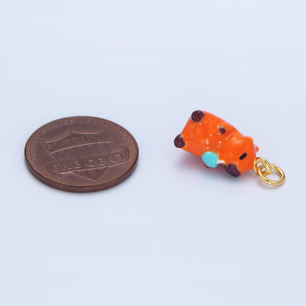 24K Gold plated 16mm Glass Capybara with Drinking Cup | X581 - DLUXCA