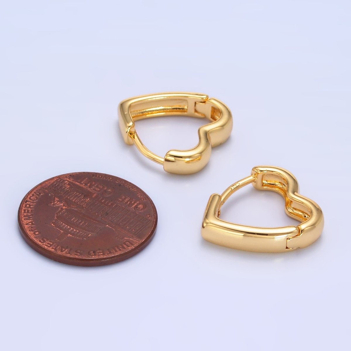 24K Gold plated 16mm Minimalist Heart Cartilage Huggie Earrings | AB421 