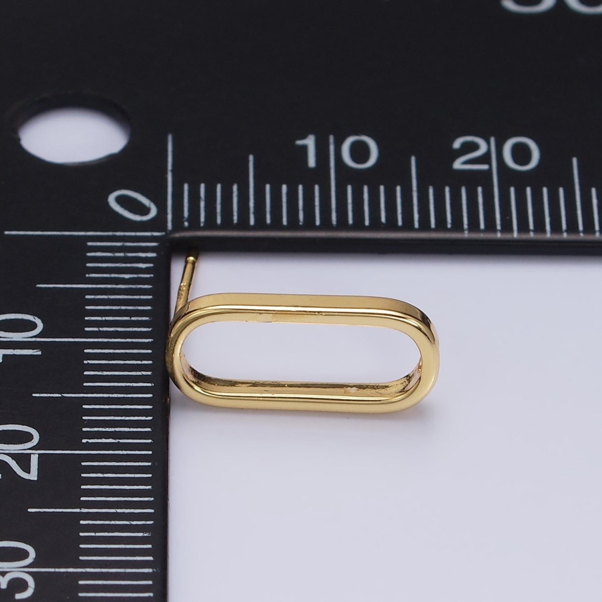 24K Gold plated 16mm Open Oblong Drop Stud Earrings Supply | Z-396 - DLUXCA