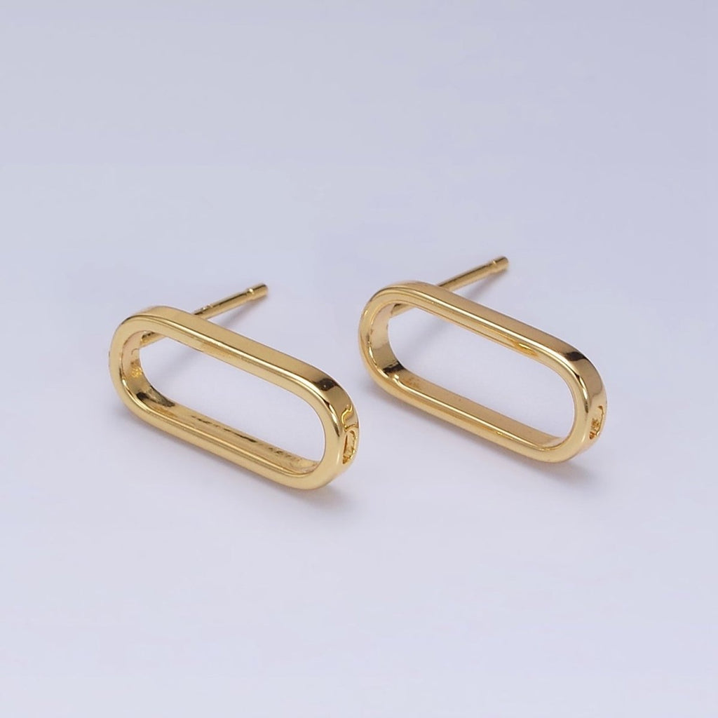 24K Gold plated 16mm Open Oblong Drop Stud Earrings Supply | Z-396 - DLUXCA
