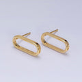 24K Gold plated 16mm Open Oblong Drop Stud Earrings Supply | Z-396 - DLUXCA