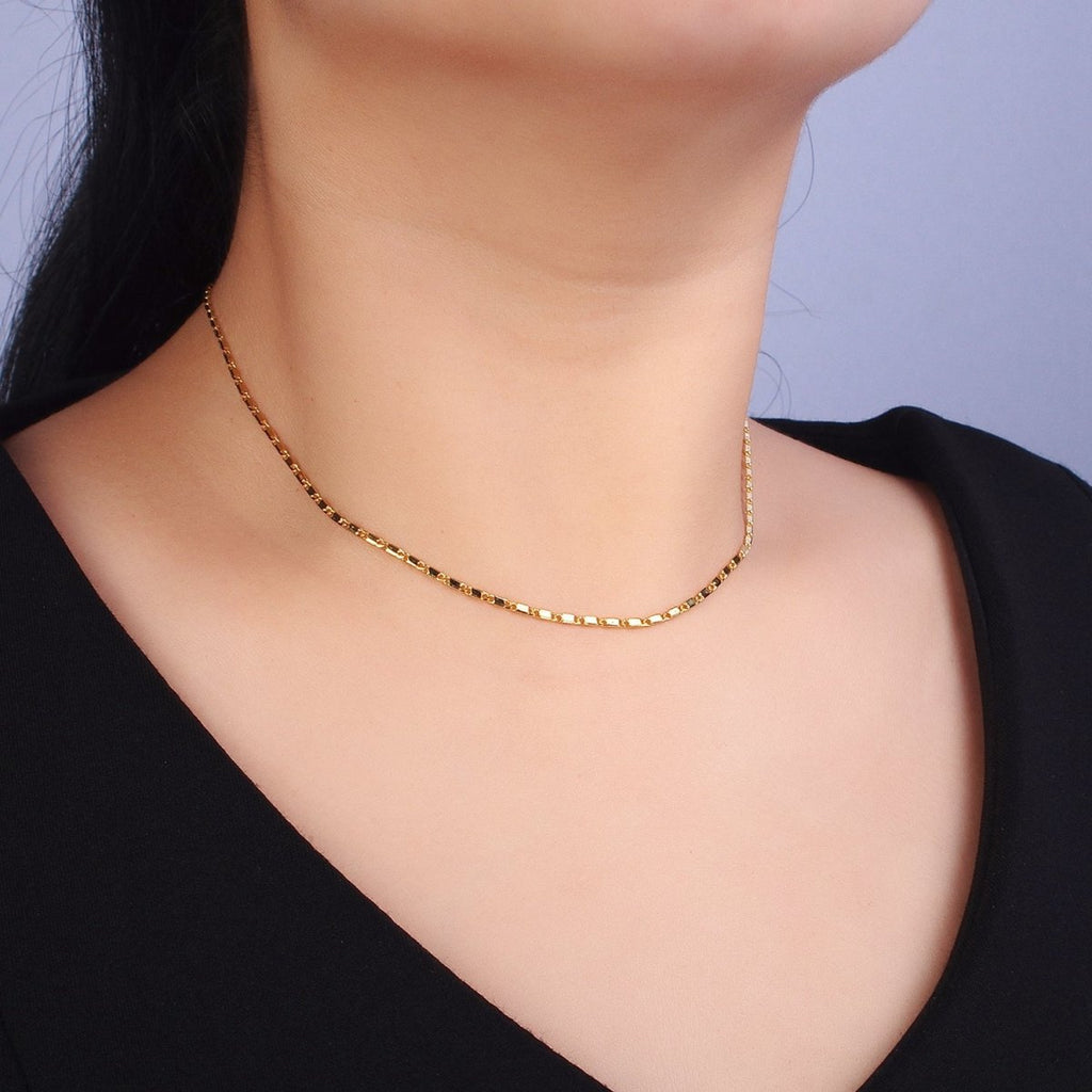 24K Gold plated 1.6mm Scroll 15.75 Inch Chain Necklace | WA-1545 Clearance Pricing - DLUXCA