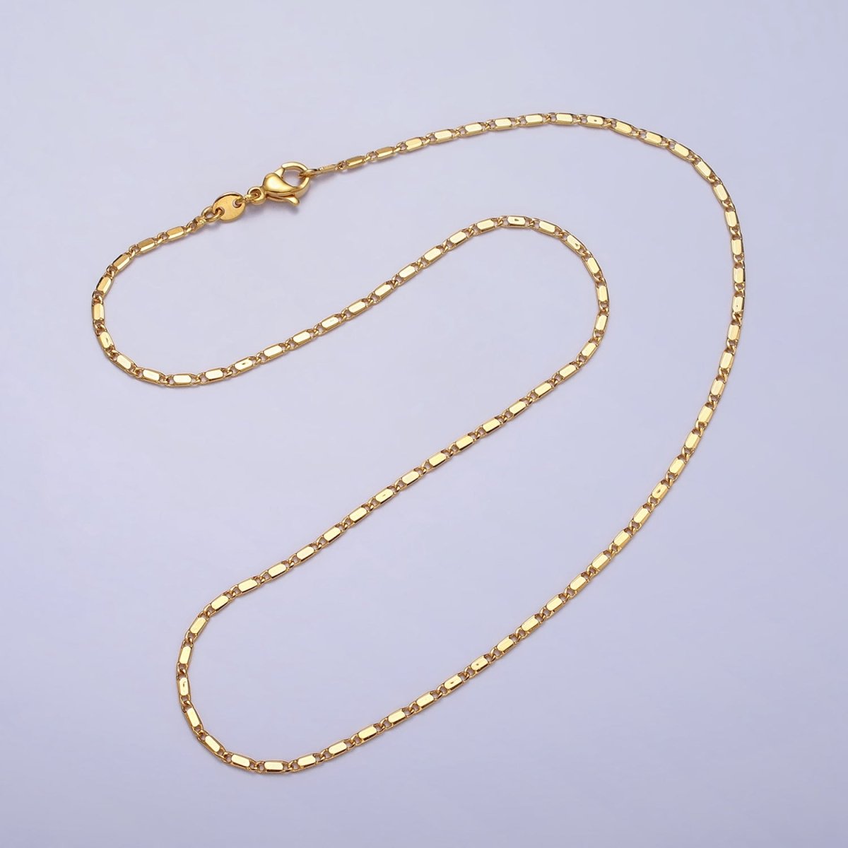 24K Gold plated 1.6mm Scroll 15.75 Inch Chain Necklace | WA-1545 Clearance Pricing - DLUXCA