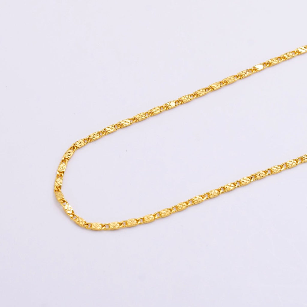 24K Gold plated 1.6mm Sunburst Link 18 Inch Chain Necklace | WA-2445 - DLUXCA