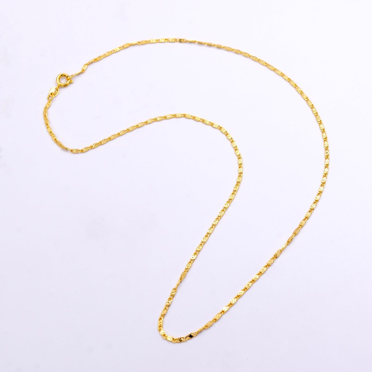 24K Gold plated 1.6mm Sunburst Link 18 Inch Chain Necklace | WA-2445 - DLUXCA