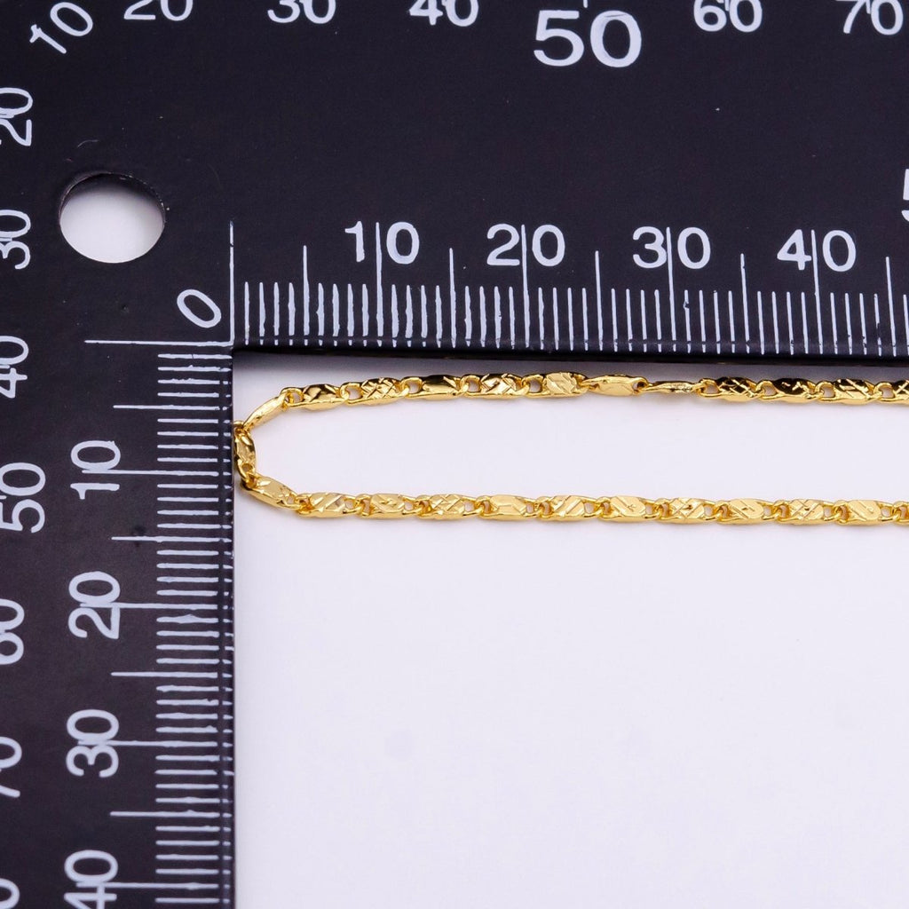 24K Gold plated 1.6mm Sunburst Link 18 Inch Chain Necklace | WA-2445 - DLUXCA