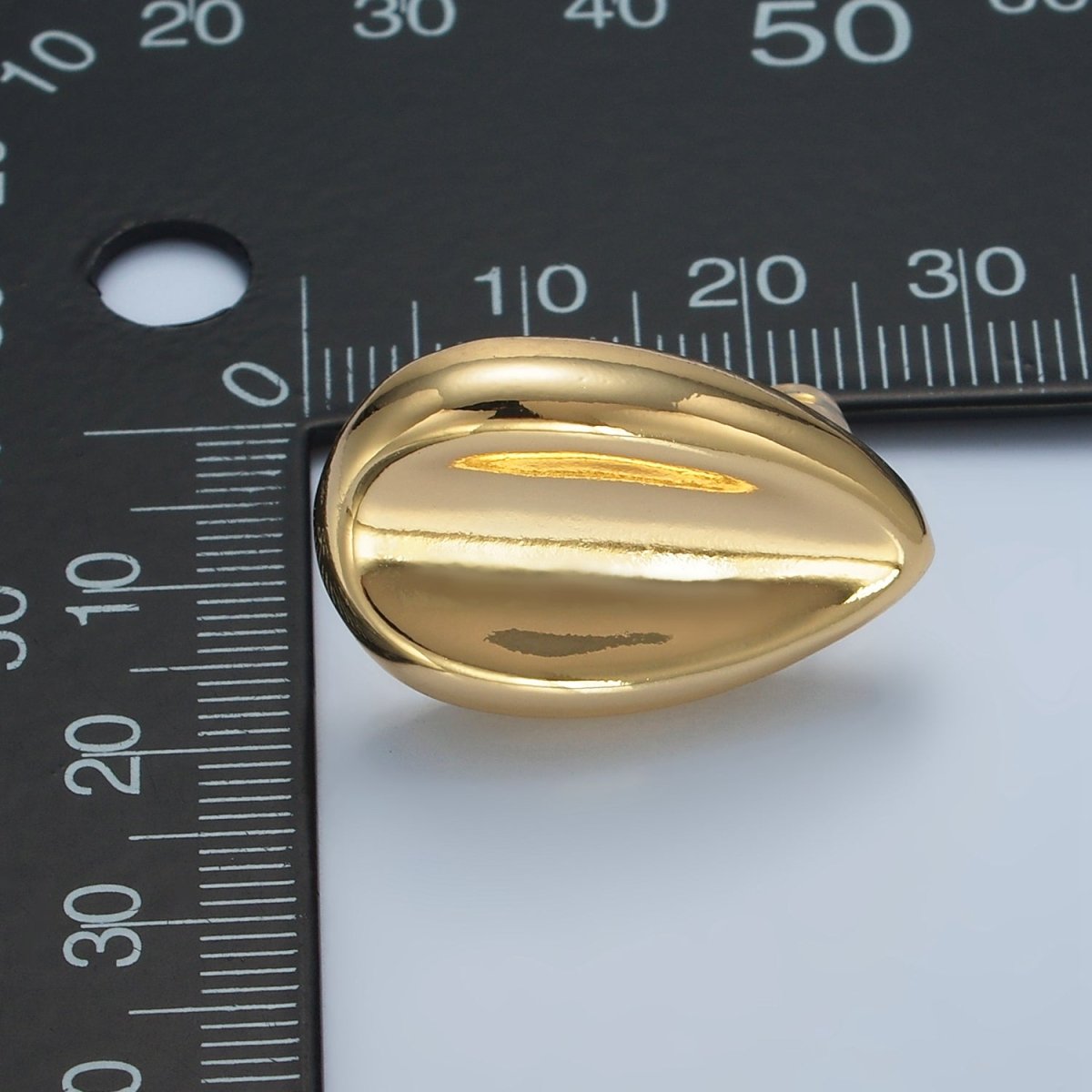 24K Gold plated 17mm Curved Teardrop Minimalist Stud Earrings | AD651 - DLUXCA