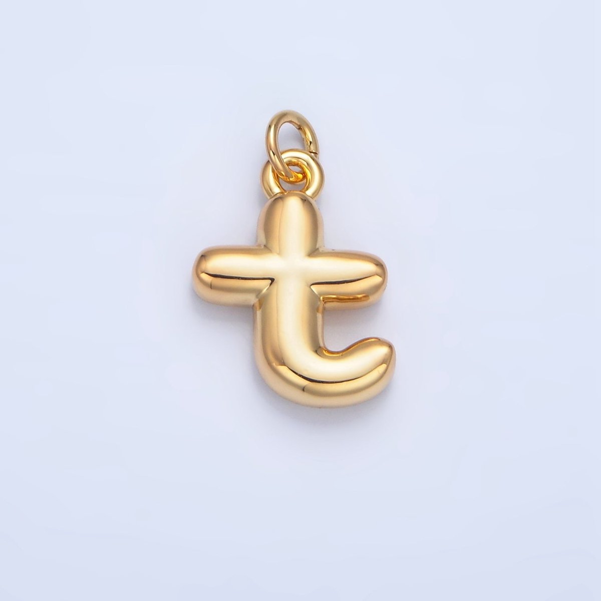 24K Gold plated 17mm Initial Lowercase Letter "T" Chubby Balloon Charm | C004 - DLUXCA