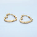 24K Gold plated 17mm Micro Paved CZ Heart Huggie Earrings | AD770 - DLUXCA