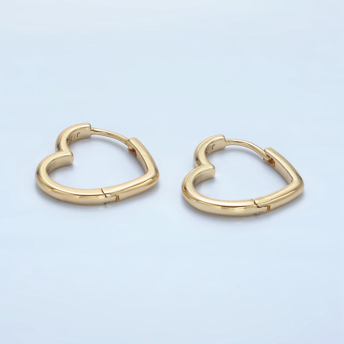24K Gold plated 17mm Micro Paved CZ Heart Huggie Earrings | AD770 - DLUXCA