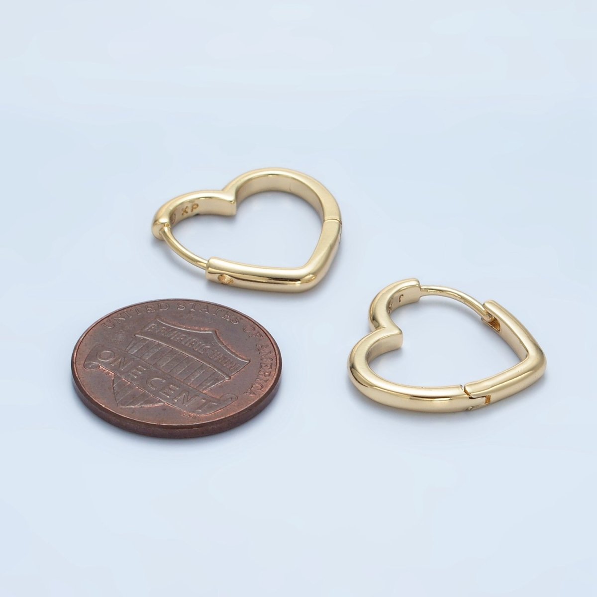 24K Gold plated 17mm Micro Paved CZ Heart Huggie Earrings | AD770 - DLUXCA
