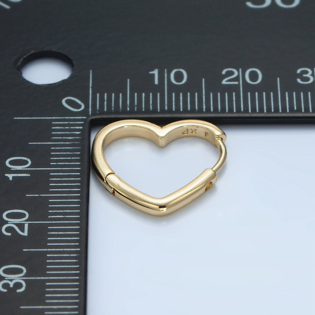 24K Gold plated 17mm Micro Paved CZ Heart Huggie Earrings | AD770 - DLUXCA