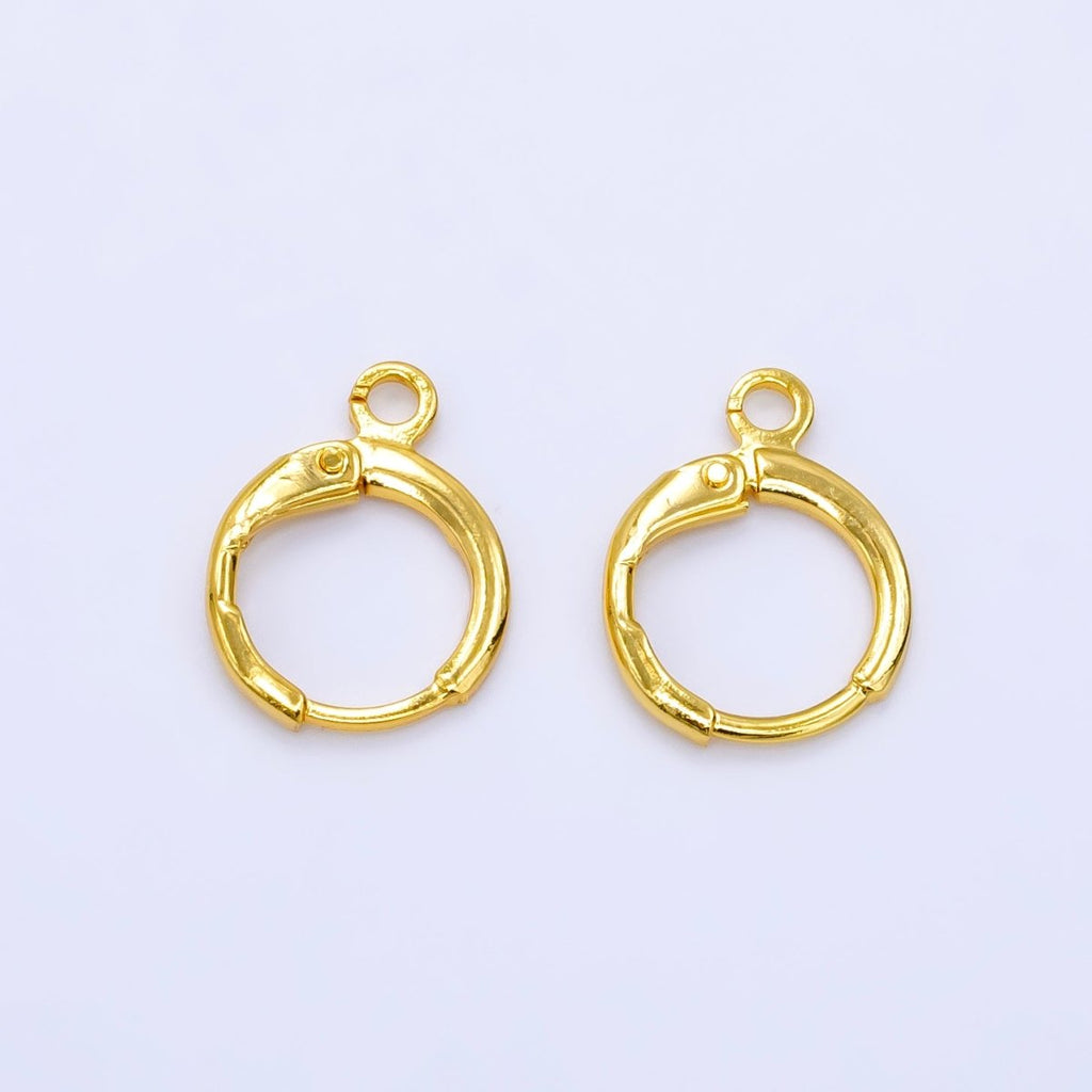 24K Gold plated 17mm Minimalist Huggie Open Loop Drop Earring Findings | Z785 - DLUXCA