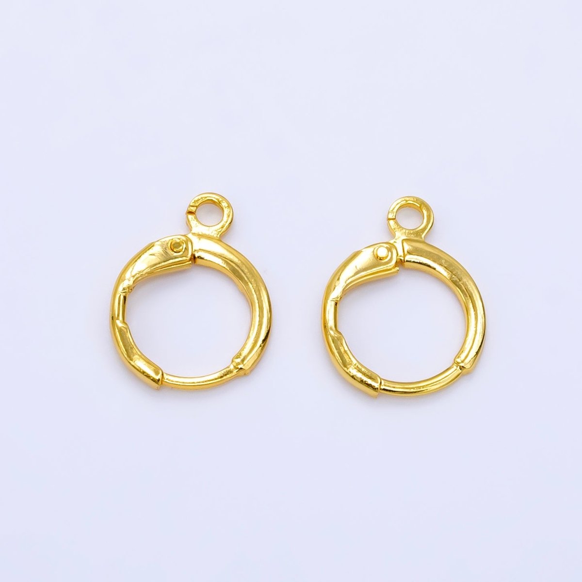 24K Gold plated 17mm Minimalist Huggie Open Loop Drop Earring Findings | Z785 - DLUXCA
