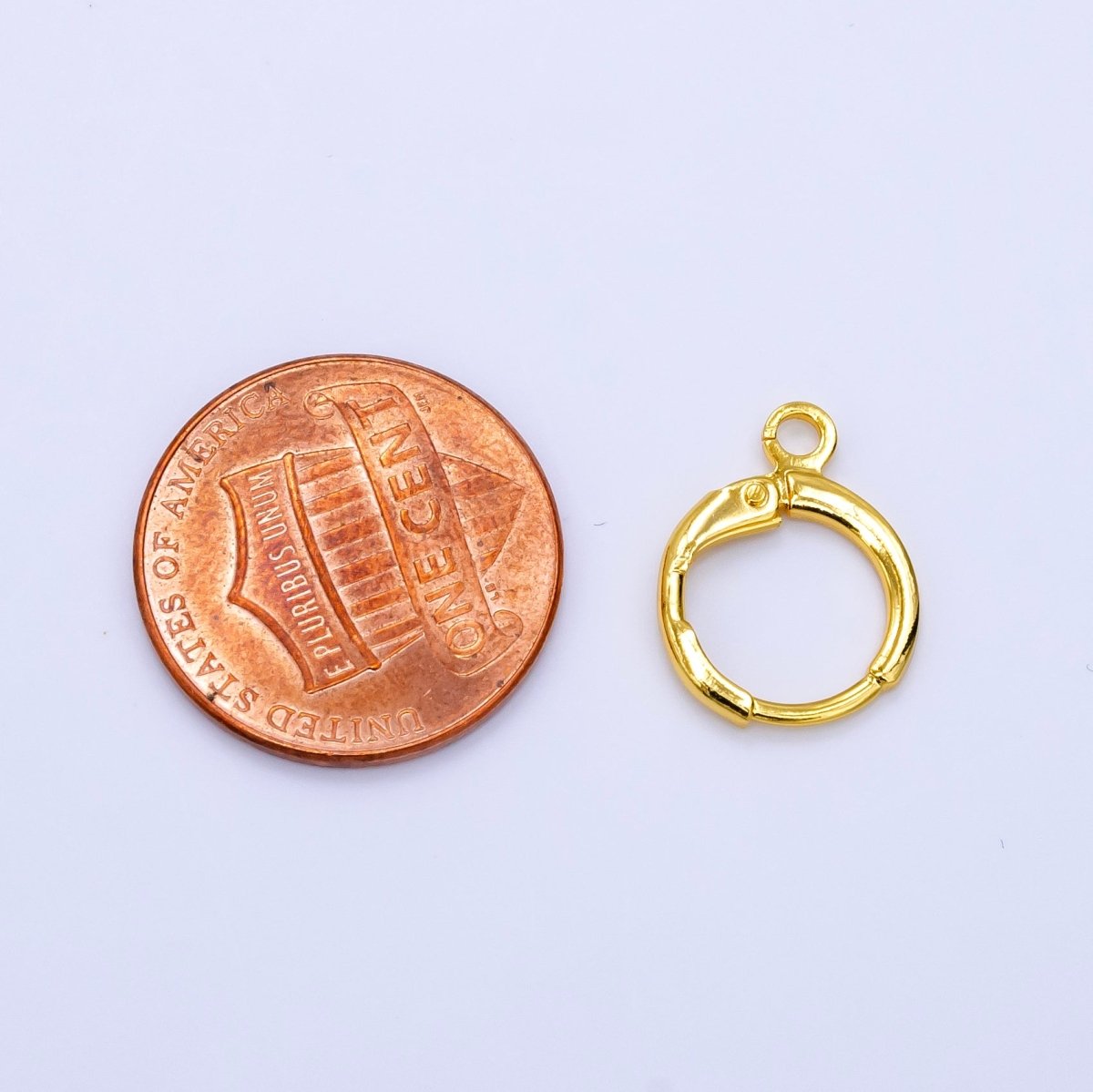 24K Gold plated 17mm Minimalist Huggie Open Loop Drop Earring Findings | Z785 - DLUXCA