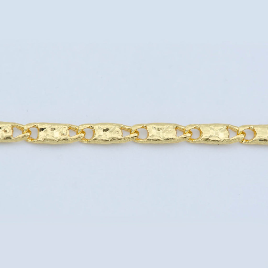 24K Gold plated 1.7mm Scroll 17.7 Inch Chain Necklace | WA-188 Clearance Pricing - DLUXCA