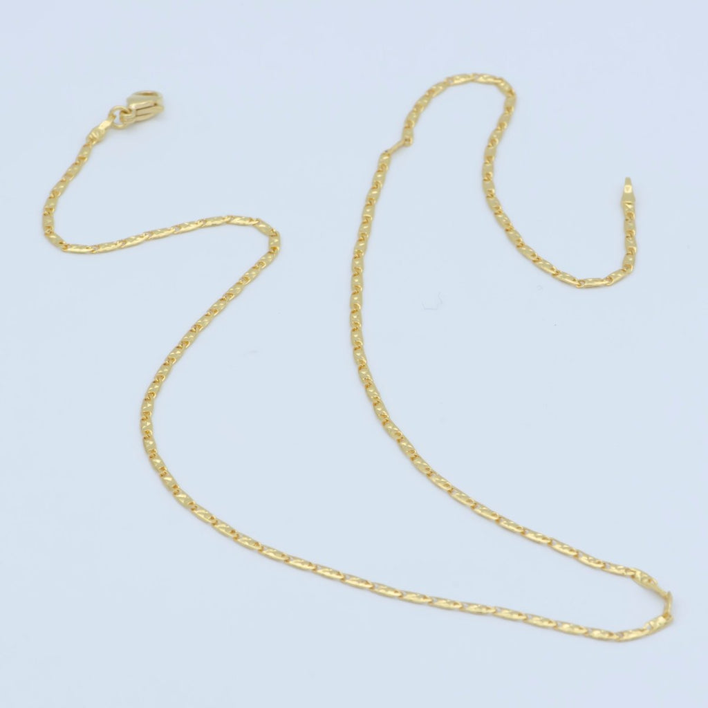 24K Gold plated 1.7mm Scroll 17.7 Inch Chain Necklace | WA-188 Clearance Pricing - DLUXCA