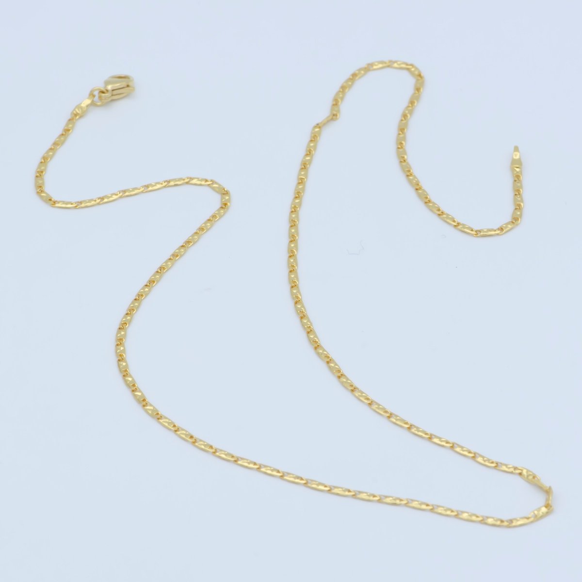24K Gold plated 1.7mm Scroll 17.7 Inch Chain Necklace | WA-188 Clearance Pricing - DLUXCA