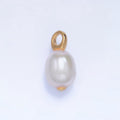 24K Gold plated 17mm White Button Freshwater Pearl Drop Minimalist Pendant | P1917 - DLUXCA