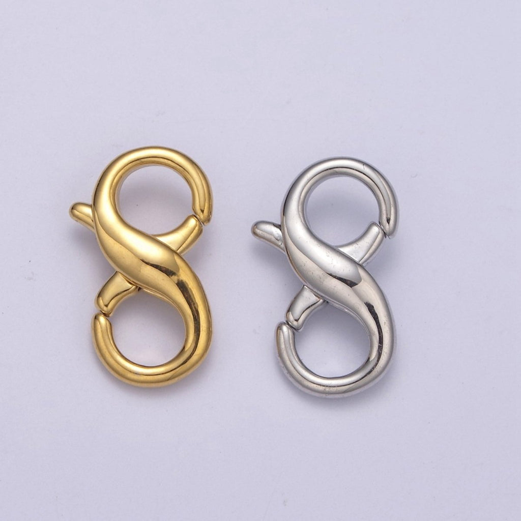 24k Gold plated 18mm Double Opening Infinity Silver Figure 8 interchangeable Enhancer Clasps for Jewelry Making L-580 L-581 - DLUXCA