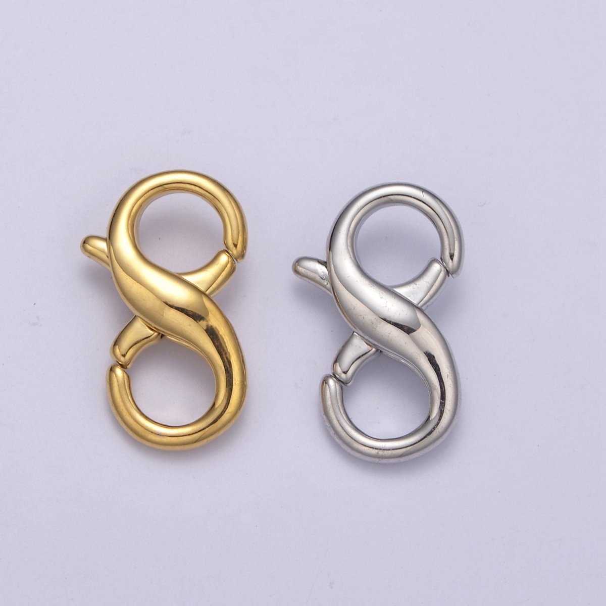 24k Gold plated 18mm Double Opening Infinity Silver Figure 8 interchangeable Enhancer Clasps for Jewelry Making L-580 L-581 - DLUXCA