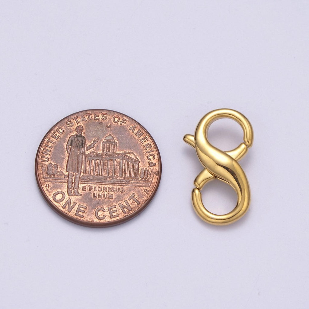 24k Gold plated 18mm Double Opening Infinity Silver Figure 8 interchangeable Enhancer Clasps for Jewelry Making L-580 L-581 - DLUXCA