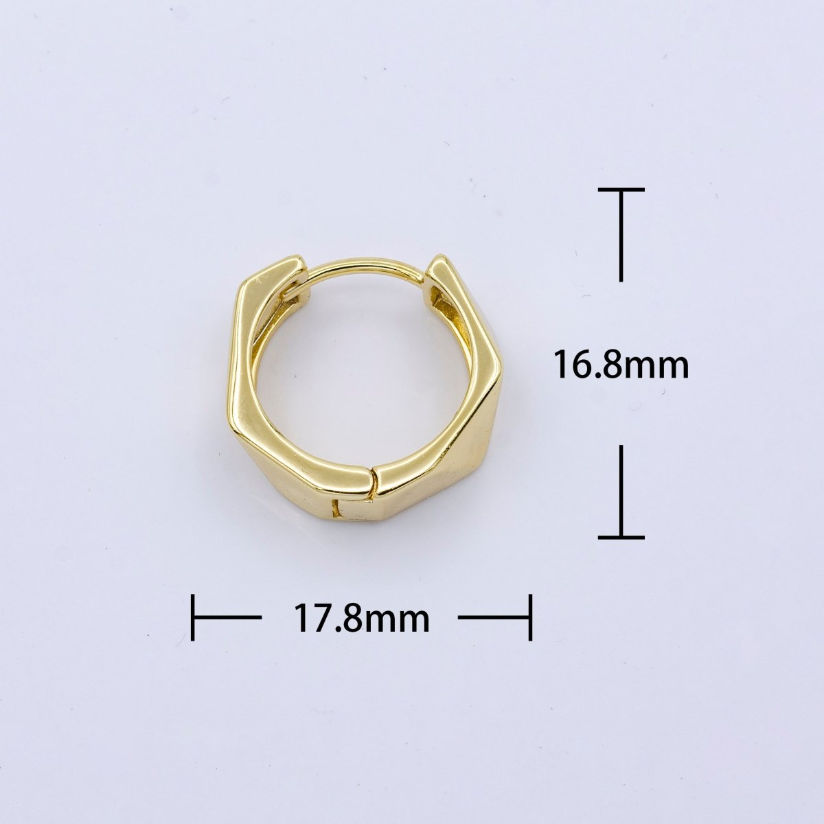 24K Gold plated 18mm Geometric Abstract Huggie Hoop Earrings | AB1020 - DLUXCA